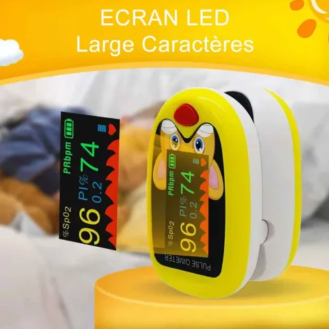 Oxymètre pédiatrique PulseKids OLED rechargeable MEDICLINIC jaune