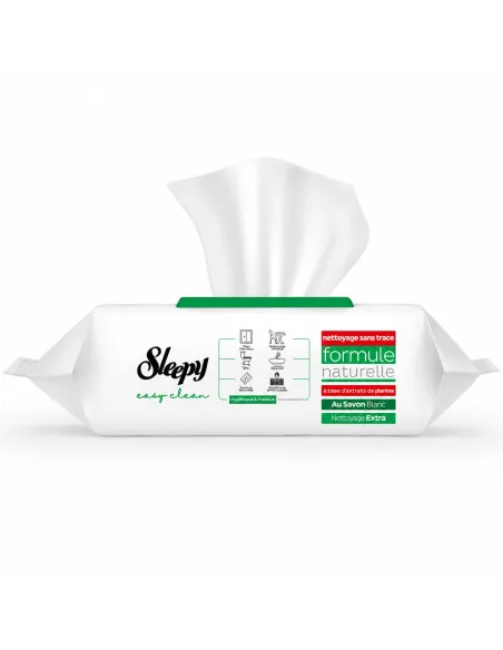 Lingettes nettoyantes sleepy easy clean savon blanc couvercle ouvert
