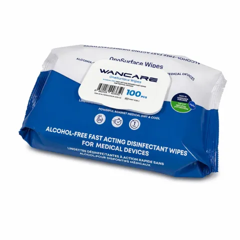 Lingettes désinfectantes sans alcool flowback Wancare sachet fermé