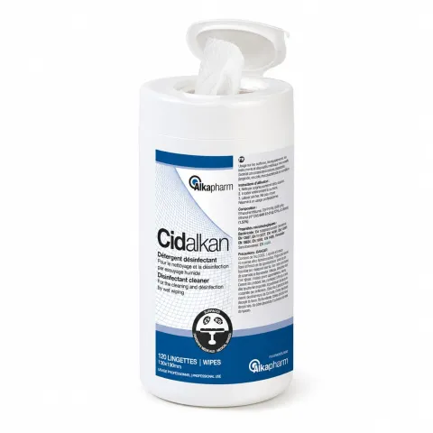 Lingettes désinfectantes Cidalkan couvercle ouvert