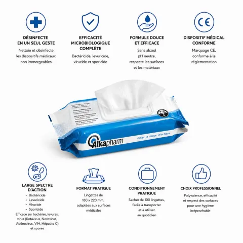 Lingettes désinfectantes Septalkan caractéristiques