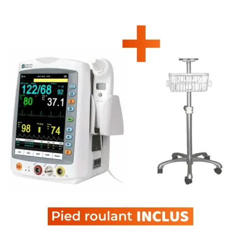 Pack Moniteur Patient MED 900 mesure 5 paramètres + Pied Roulant