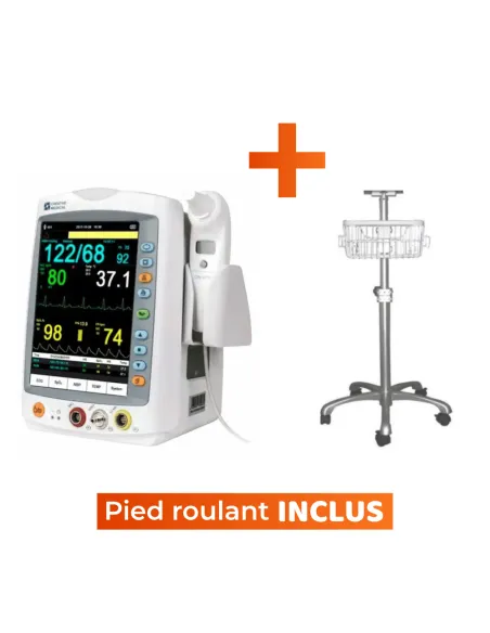 Pack Moniteur Patient MED 900 mesure 5 paramètres + Pied Roulant