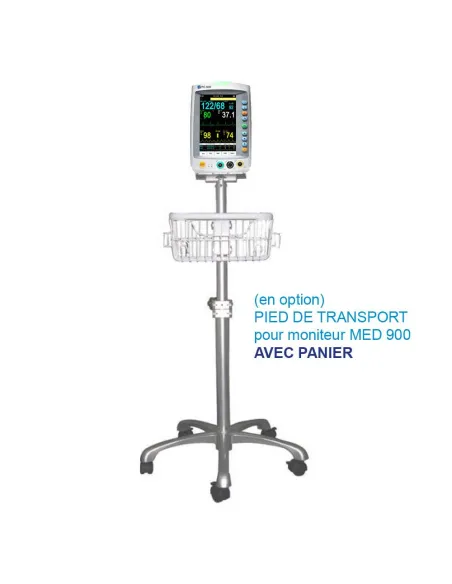 Pack Moniteur Patient MED 900 mesure 5 paramètres + Pied Roulant