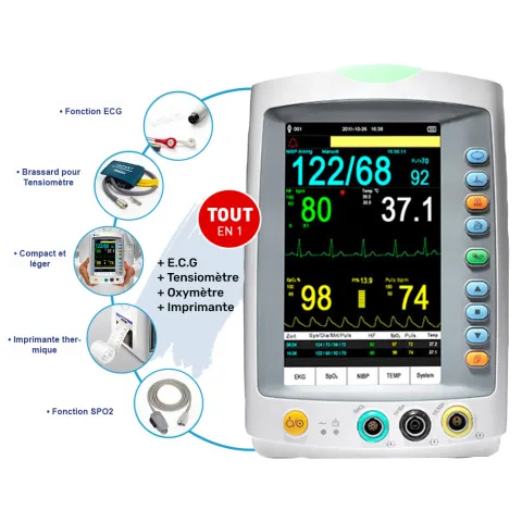Pack Moniteur Patient MED 900 mesure 5 paramètres + Pied Roulant