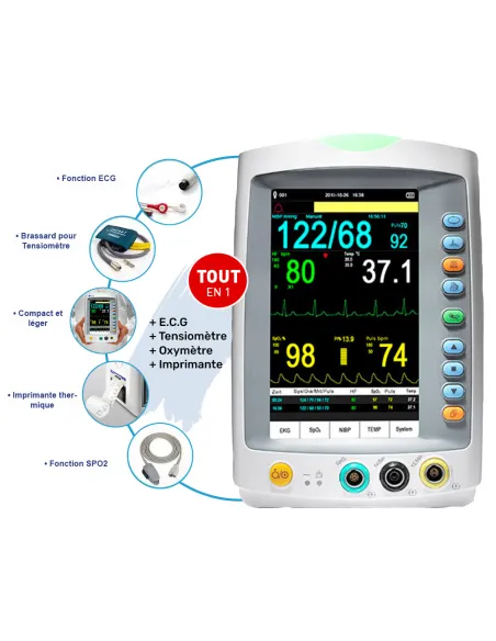 Pack Moniteur Patient MED 900 mesure 5 paramètres + Pied Roulant
