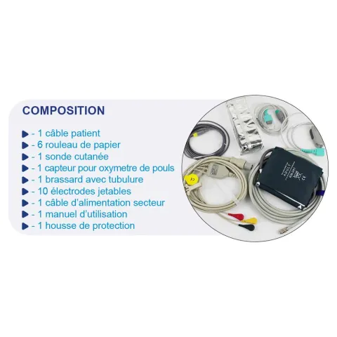 Pack Moniteur Patient MED 900 mesure 5 paramètres + Pied Roulant