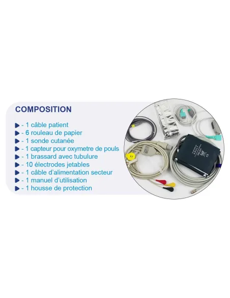 Pack Moniteur Patient MED 900 mesure 5 paramètres + Pied Roulant