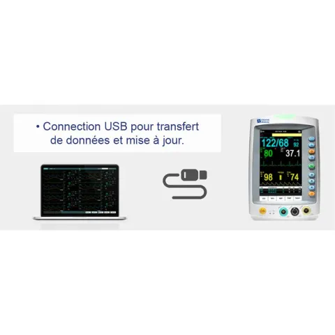 Pack Moniteur Patient MED 900 mesure 5 paramètres + Pied Roulant