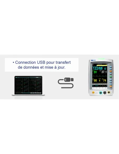 Pack Moniteur Patient MED 900 mesure 5 paramètres + Pied Roulant