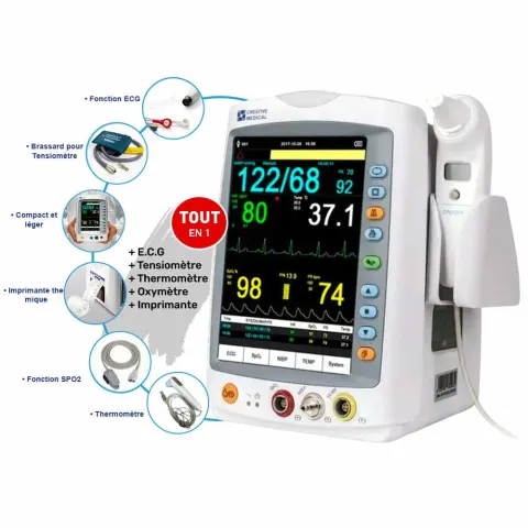 Pack Moniteur Patient MED 900 mesure 5 paramètres + Pied Roulant