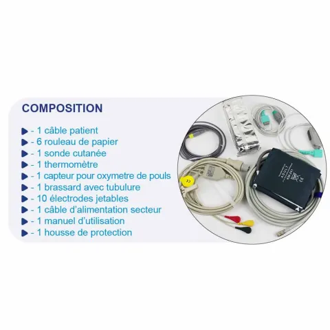 Pack Moniteur Patient MED 900 mesure 5 paramètres + Pied Roulant