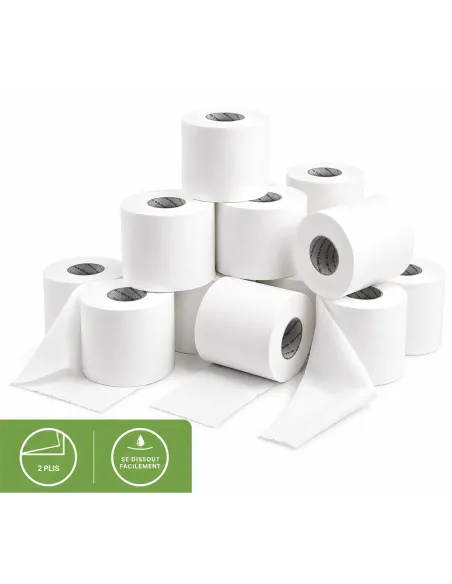 Papier toilette P'MAX 500 pure ouate 2 plis - 36 rouleaux
