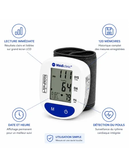 MEDITENSIO PGW26 TENSIOMÈTRE DE POIGNET AUTOMATIQUE