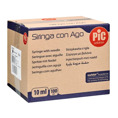 SERINGUES 3 CORPS MONTÉES 10 ML AVEC AIGUILLE PIC - boîte de 100