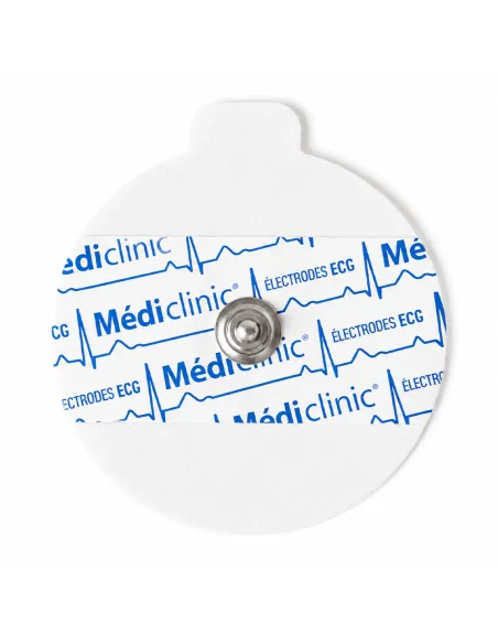 ÉLECTRODES ECG RONDES PRÉGÉLIFIÉES BOUTON PRESSION 50 x 55mm - sachet de 50