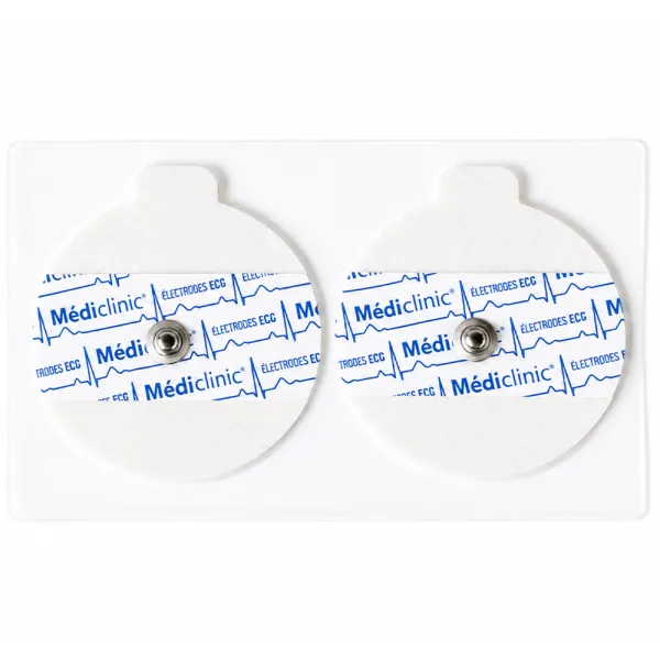 ÉLECTRODES ECG RONDES PRÉGÉLIFIÉES BOUTON PRESSION 50 x 55mm - sachet de 50