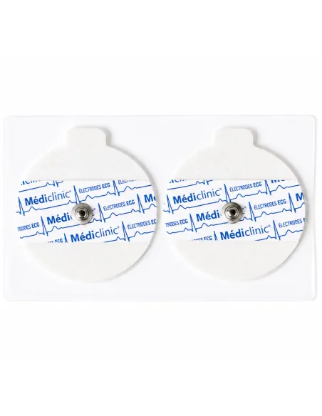 ÉLECTRODES ECG RONDES PRÉGÉLIFIÉES BOUTON PRESSION 50 x 55mm - sachet de 50