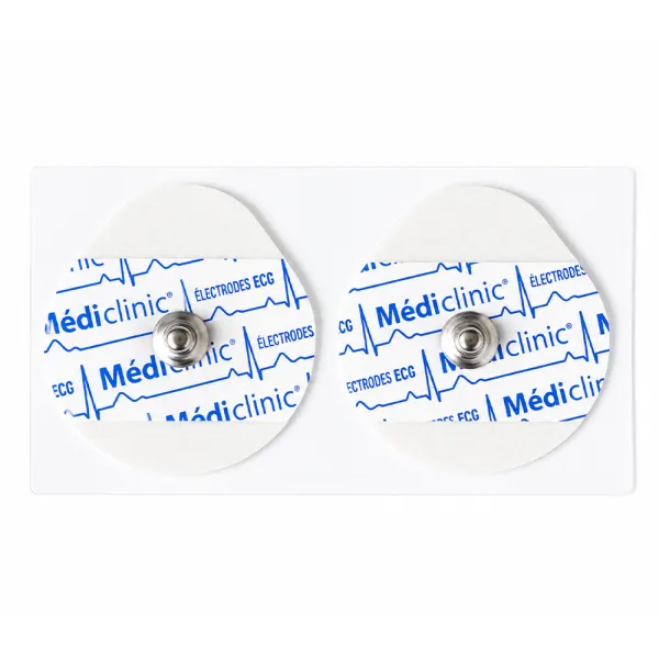 ÉLECTRODES ECG RONDES PRÉGÉLIFIÉES BOUTON PRESSION 37 x 42mm - sachet de 50
