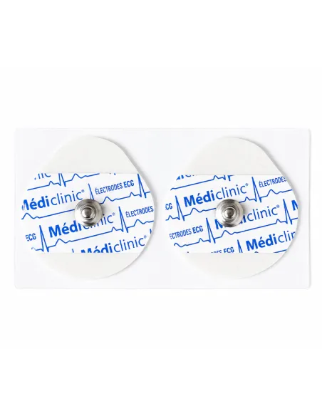 ÉLECTRODES ECG RONDES PRÉGÉLIFIÉES BOUTON PRESSION 37 x 42mm - sachet de 50