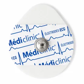 ÉLECTRODES ECG RONDES PRÉGÉLIFIÉES BOUTON PRESSION 37 x 42mm - sachet de 50