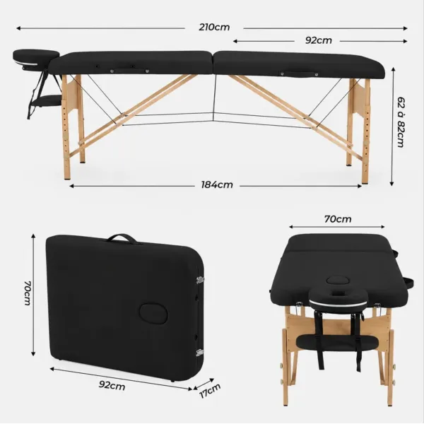 TABLE DE MASSAGE PLIANTE NOIR BOIS - ALPHA WOOD