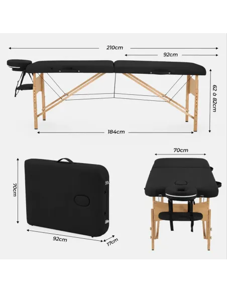 TABLE DE MASSAGE PLIANTE NOIR BOIS - ALPHA WOOD
