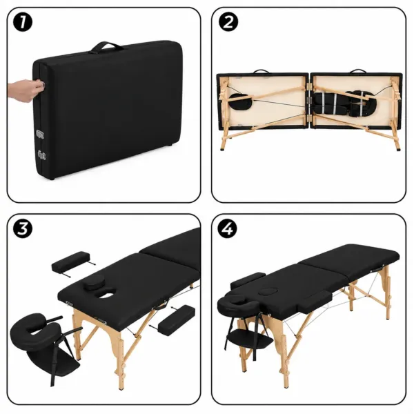 TABLE DE MASSAGE PLIANTE NOIR BOIS - ALPHA WOOD