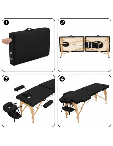 TABLE DE MASSAGE PLIANTE NOIR BOIS - ALPHA WOOD