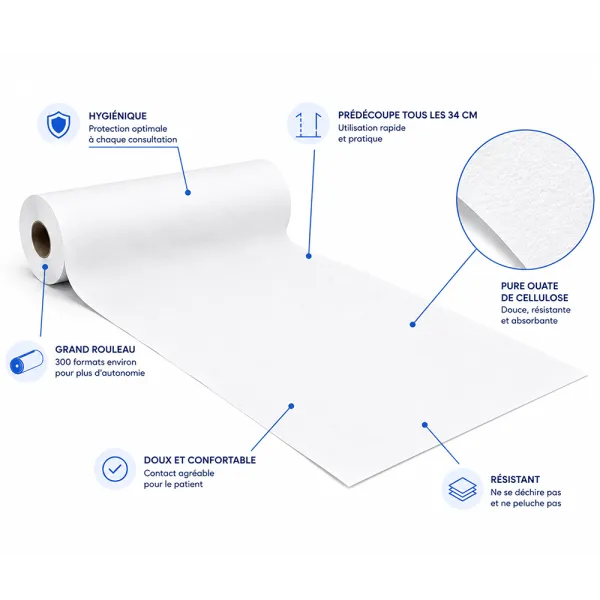 Drap d'examen M'ROLL 50x35 cm - 300 formats