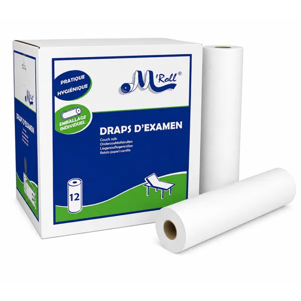 Draps d'examen prédécoupés M'Roll 50x35 cm 12 rouleaux