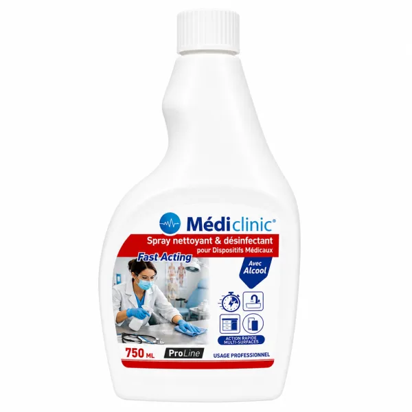 Spray désinfectant 750 ml Médiclinic avec alcool
