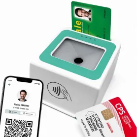 Lecteur carte Vitale F600 4 en 1 bi-fente SESAM-Vitale