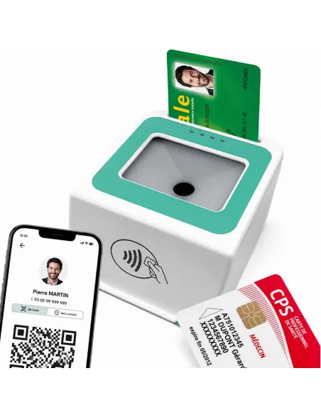 Lecteur carte Vitale F600 4 en 1 bi-fente SESAM-Vitale