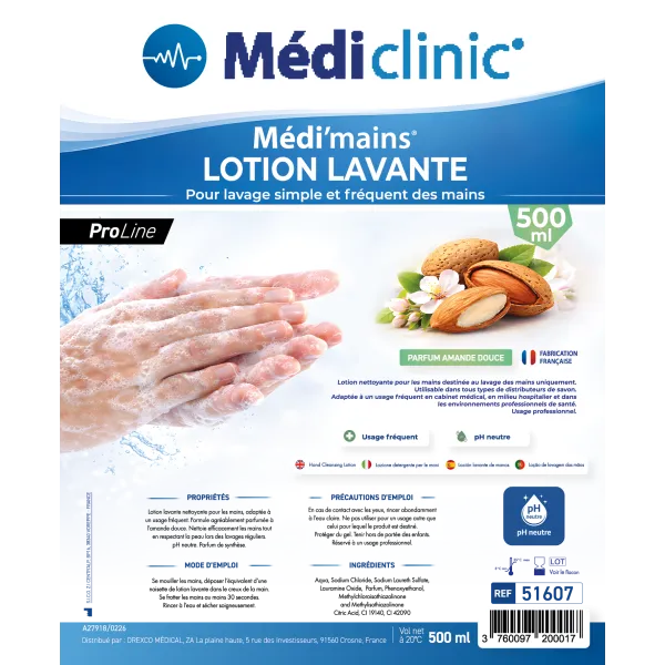 Médi’mains ProLine – Lotion lavante pH neutre, pack 11 L