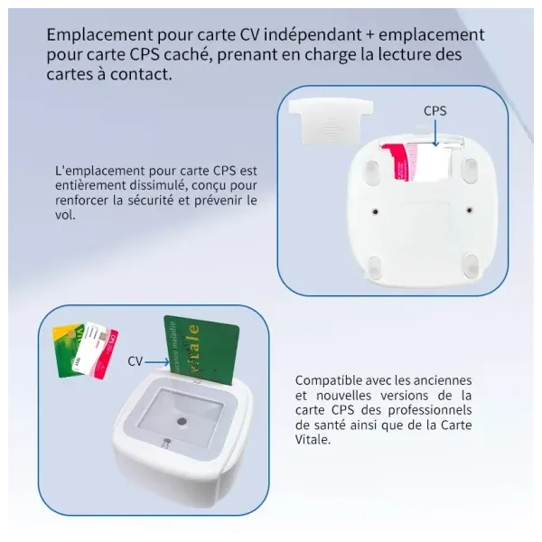 Lecteur carte Vitale Connect A800 USB bi-fente 4-en-1