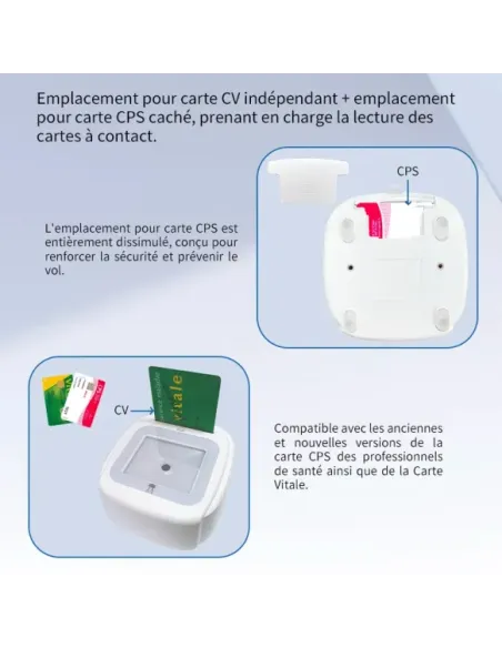 Lecteur carte Vitale Connect A800 USB bi-fente 4-en-1