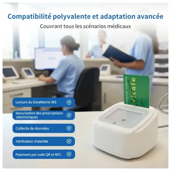 Lecteur carte Vitale Connect A800 USB bi-fente 4-en-1