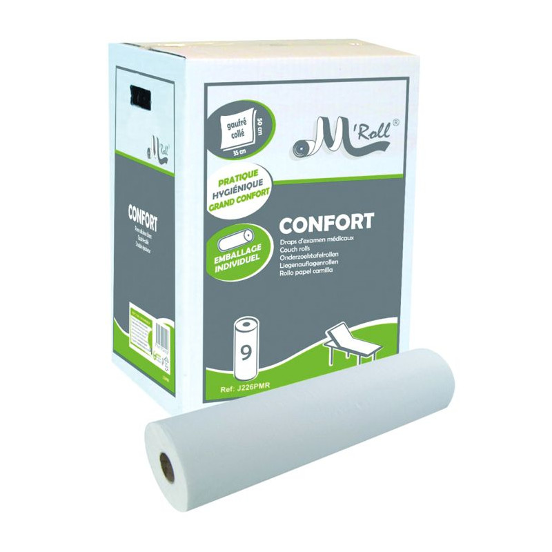 Drap d'examen ouaté M'Roll Confort 50 x 35 cm - 9 rouleaux- LD Medical