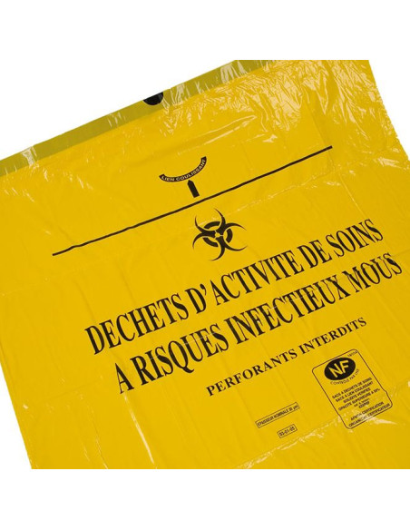 Sacs à déchets DASRI à liens coulissants à plat