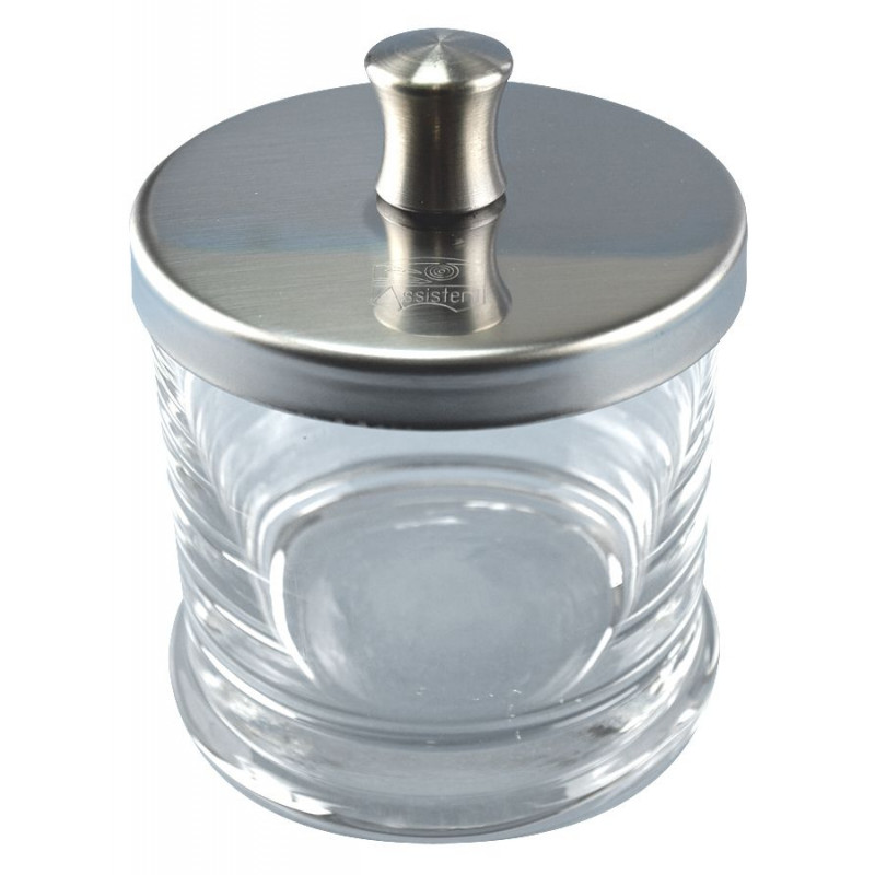 Bocal pour coton en verre avec bouchon inox