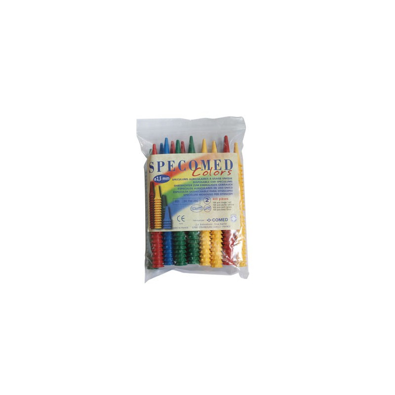 SPECULUMS AURICULAIRES  2.5 OU 4 MM COULEURS SACHET DE 400