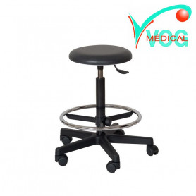 Tabouret noir avec vérin à gaz et repose-pieds circulaire