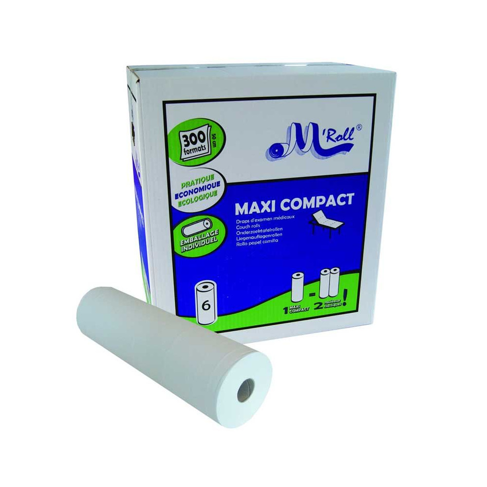 Drap d'examen ouaté Maxi Compact, carton de 6 rouleaux - LD Medical