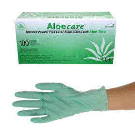 Gants d'examen en latex avec aloe vera,sans poudre, non stériles Boite de 100