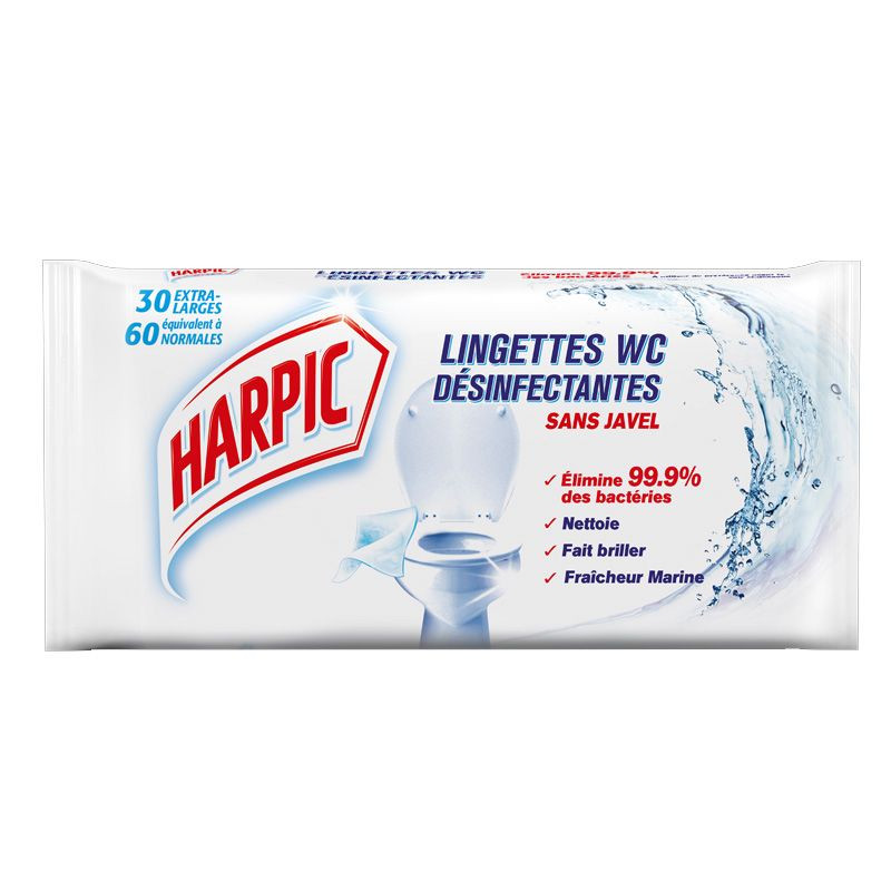 Lingettes désinfectantes pour WC Harpic sans javel