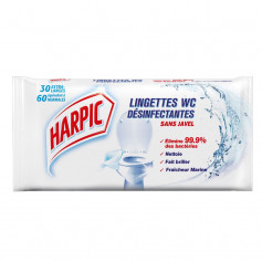 Lingettes désinfectantes pour WC Harpic sans javel - Sachet de 30
