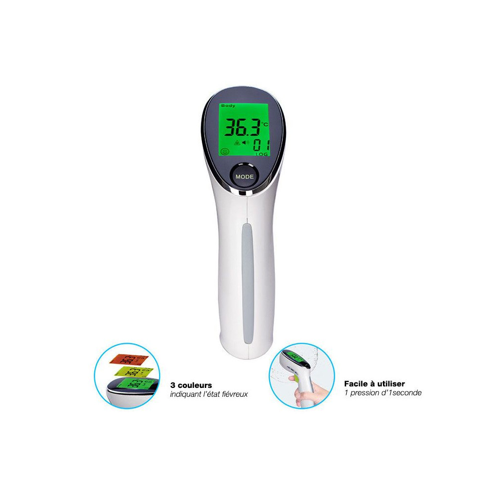 Thermomètre frontal adulte, thermomètre infrarouge sans contact Thermomètre  médical frontal et auriculaire avec alarme de fièvre, lecture rapide,  fonction mémoire, pour B