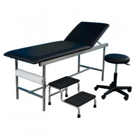 Cabinet médical complet INOX - divan d'examen, tabouret et marchepied 2 marches