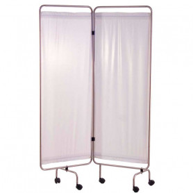 Paravent inox 2 ou 3 panneaux avec rideaux tendus blancs Holtex